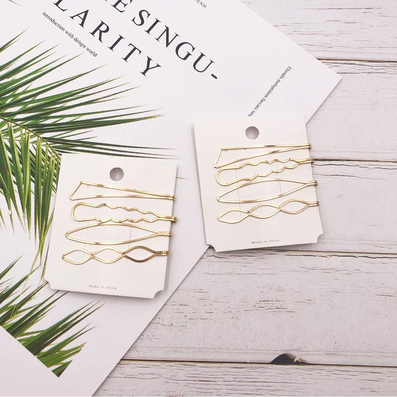 Messen Hair Pins Set Geometric Hair Clips Metal Hairpin Minimalist Hair Styling Jewelry Hair Clamps Accessories Barrettes Gold Bobby Pin for Girl Women (8 Pieces,Style 7) - Image 2
